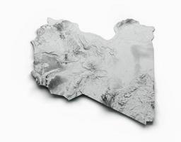 Libya Map Libya Flag Shaded relief Color Height map on white Background 3d illustration photo