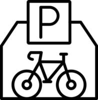 icono de línea de vector de estacionamiento de bicicletas