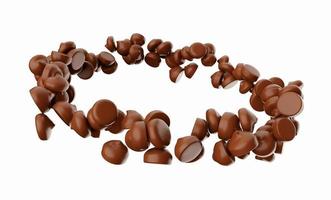 Chocolate Chips fly around in white background 3d illustration photo