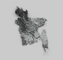 mapa de bangladesh mapa de altura de color de relieve sombreado sobre fondo blanco ilustración 3d foto