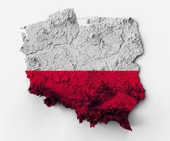 Poland Topographic Map 3d realistic Poland map Color texture and Rivers 3d illustration photo