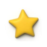 Cartoon yellow star isolated on white background. 3D rendering. photo