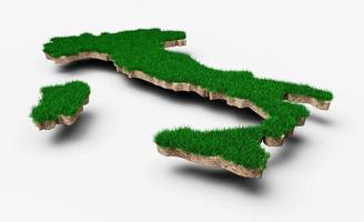 italia mapa suelo tierra geología sección transversal con hierba verde y roca suelo textura 3d ilustración foto