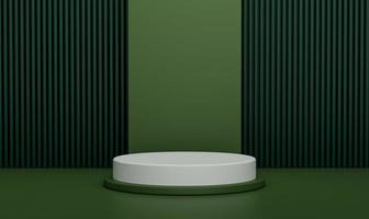 Abstract geometry shape background. Green and White podium minimalist mock up scene. 3d rendering photo