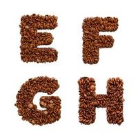 letra efgh hecha de frijoles recubiertos de chocolate dulces de chocolate alfabeto efgh ilustración 3d foto