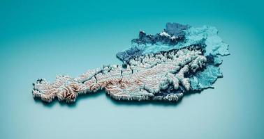 Topographic Austria Map Hypsometric Austria Elevation tint Spectral Shaded relief map 3d illustration photo