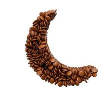 Crescent Moon shape, Eid Ramadan Muslim sign, Chocolate coated bean candies 3d illustration photo