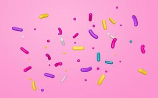 Colorful sprinkles on pink background, decoration for cake and bakery 3d illustration photo