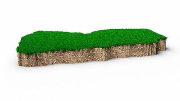 Yemen Map soil land geology cross section with green grass and Rock ground texture 3d illustration photo