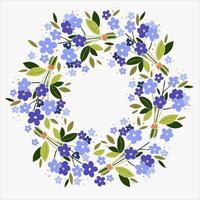 Wreath of forget me not flowers and leaves in a rustic style card