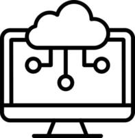 icono de línea de vector de nube informática