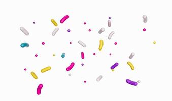 Colorful sprinkle falling isolated white background 3d illustration photo