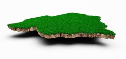 Botswana Map soil land geology cross section with green grass and Rock ground texture 3d illustration photo