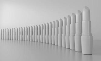 barras de labios en blanco en una fila en una ilustración 3d de primer plano de fondo blanco foto