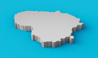 Lithuania 3D map Geography Cartography and topology Sea Blue surface 3D illustration photo