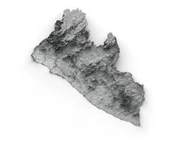 mapa de liberia mapa de altura de color de relieve sombreado sobre fondo blanco ilustración 3d foto