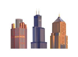 Buildings skyscrapers, office and residential buildings. Vector illustration isolated on white background