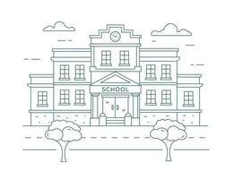 escuela, edificio de la universidad. icono de línea ilustración vectorial aislado sobre fondo blanco. vector