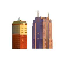 Buildings skyscrapers, office and residential buildings. Vector illustration isolated on white background