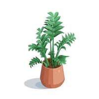 Potted plant for interior isometry. Vector illustration isolated on a white background.