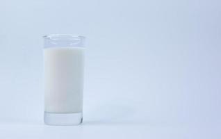 A glass of milk isolated on white background and empty space for text photo