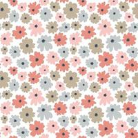 Seamless floral pattern in doodle style with flowers. Pastel color print. Vector wallpaper.