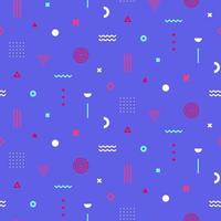 Colorful Memphis seamless pattern. Repetitive print with different geometric shapes. Vector wallpaper.