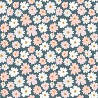 Seamless floral pattern in doodle style with flowers. Hand drawn print in pastel colors. Vector wallpaper.