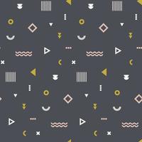 Memphis seamless pattern. Repetitive print with different geometric shapes. Vector wallpaper.