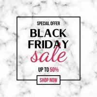 Black friday Sale banner. Vector design template with text on marble background.