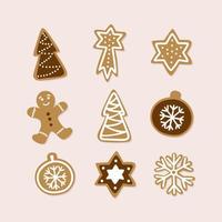 Hand drawn collection of traditional Christmas cookie. Cute gingerbread set. Vector illustration.