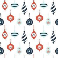 Hand drawn seamless pattern with cute christmas tree decorations. Repetitive christmas baubles wallpaper. Vector design template .