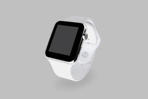 Black and white Smart watch mockup set isolated on a grey background. 3d rendering. photo