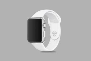 Black and white Smart watch mockup set isolated on a grey background. 3d rendering. photo