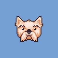 Editable vector dog face and head icon pixel art illustration for game development, game asset, web asset, graphic design, and printed purpose.