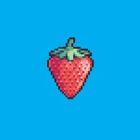 Fully editable pixel art vector illustration strawberry for game development, graphic design, poster and art.