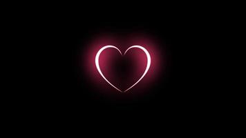 animação de coração vermelho batendo com luz piscando, elementos de design para dia dos namorados. video