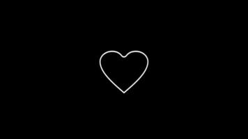 Animation of outline white heart jumping on black background, Design elements for Valentine's day. video