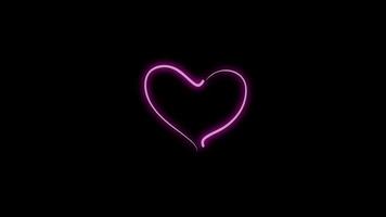 animação de coração rosa batendo com luz piscando, elementos de design para o dia dos namorados.