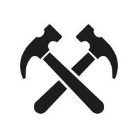 Crossed hammers vector icon isolated on white background