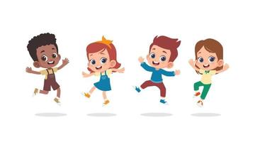 grupo de niños felices saltando vector