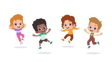 Group of happy children jumping vector
