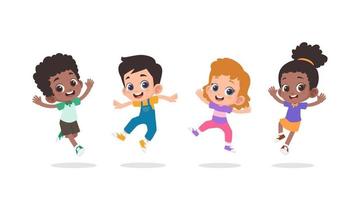 Group of happy children jumping vector