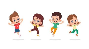 Group of happy children jumping vector