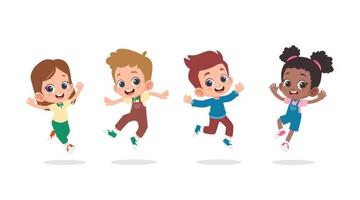 Group of happy children jumping vector