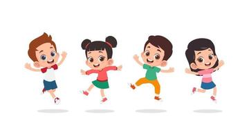 Group of happy children jumping vector