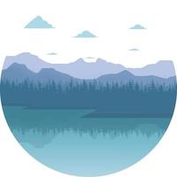 paisaje lago montaña vector