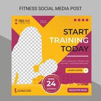 fitness gym social media post template vector