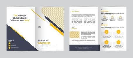 Corporate business bifold brochure design template with modern shape vector