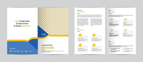 Minimalist business bifold brochure template with simple style and modern layout vector